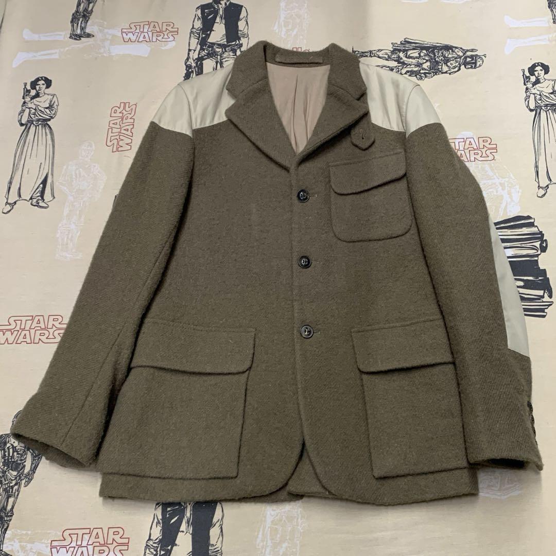 Nigel Cabourn Harris Tweed Khaki Wool Mallory Jacket Size 46 Nigel Cabourn Harris Tweed Khaki Wool Mallory Jacket Size 46