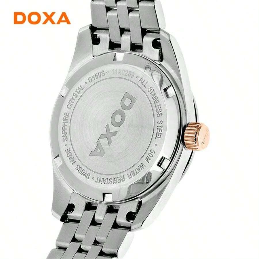 Relojes de cuarzo para mujer DOXA 32 mm diamantes reales correa de acero relojes suizos D150RWH Foto 4 de 4