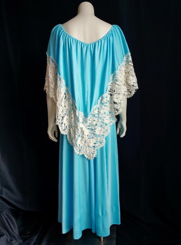 BOHO PRINCESS 1970s Vintage ROMANTIC CAPED Empire Waist MAXI DRESS GOWN - SM - Picture 7 of 9