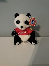 Vintage Coca-Cola Panda Bear Bean Bag Plush; Atlanta Zoo/Kroger Shirt 0322