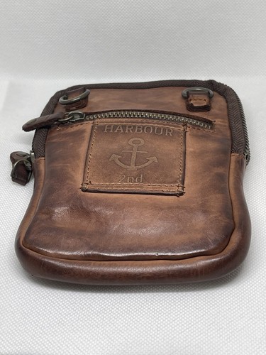 NWT HARBOUR 2ND Distressed Genuine Leather Cell Phone Crossbody Bag Cognac - Picture 5 of 7
