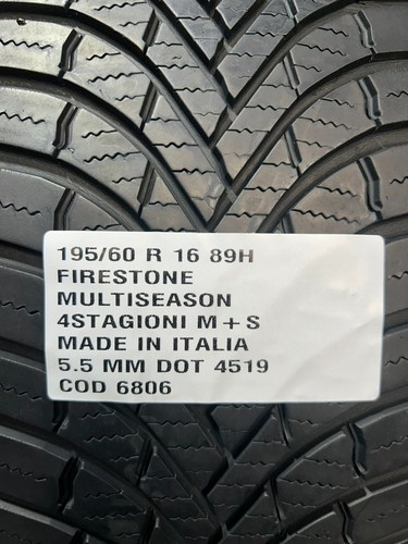 2 PNEUMATICI USATI 195/60 R 16 89H FIRESTONE 4STAGIONI M+S 5.5 MM DOT 4519 GOMME - Foto 6 di 6