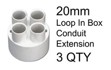 3 x 20mm PRECISION 4 Way Loop In Extension Box Electrical Conduit White PCF20L4W