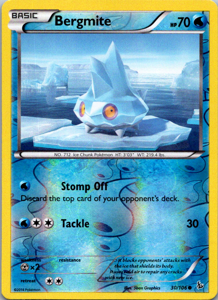 Bergmite 30/106 XY Flashfire Reverse Holo Common Pokemon Card Near Mint NM