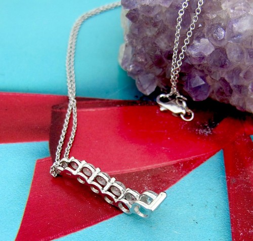 .48 ctw Diamond Journey Pendant 14k/10k White Gold Chain Necklace 16 inch - Picture 2 of 7