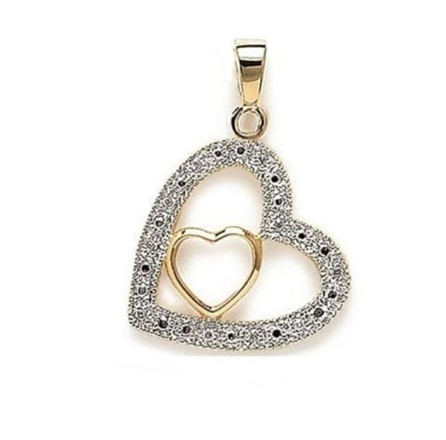 Pendentif double cœur en plaqué or haut de gamme avec finition miroir