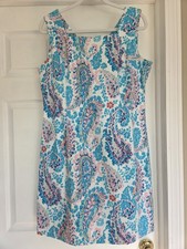 Talbots Women’s  Sleeveless Square Neck  Floral Paisley Dress Size 14 Petite