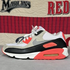 Size 12 - Nike Air Max 90 Infrared Mens Red Grey Black Sneakers 2010 325018-107