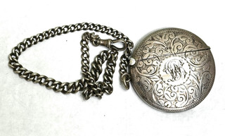 Antica custodia circolare Vesta HWLD sterling con catena sterling 11 1/2" 32 3 grammi