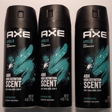 3 Count AXE Apollo Sage  Cedarwood Aluminum-Free Deodorant Spray 48H Scent 4 oz