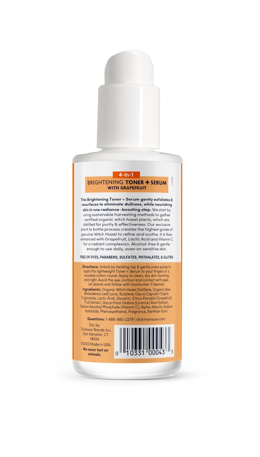 Dickinson's Brightening Toner Serum with Witch Hazel and Grapefruit 4 Fl Oz