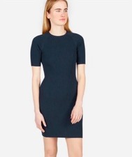 Everlane Navy The Sport Rib Knit Ribbed Bodycon Sweater Dress Medium