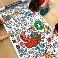 Christmas Coloring Tablecloth for Kids  Rolled, No Creases 30" x 72" Giant C...