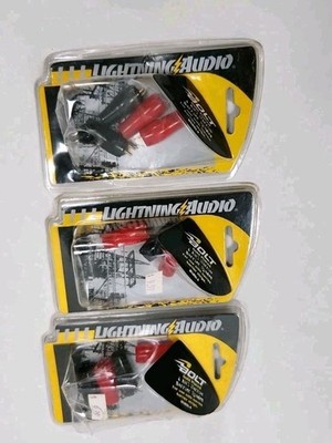Lot of 3 Lightning Audio Bolt BNB5L4 Gold 4 AWG Narrow Barrier Spades - NOS