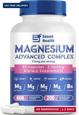 5 in 1 Magnesium Complex Capsule 976mg wtih Magnesium Glycinate, Citrate, Malate