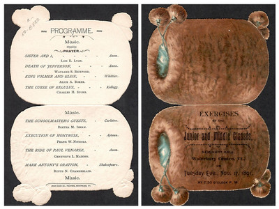 NOV. 1891~EXERCISES JUNIOR & MIDDLE CLASSES~SEMINARY HALL, WATERBURY CENTRE, VT