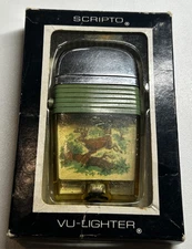 Vintage 1960s to 1970s Scripto Vu Lighter Deer Motif with Box
