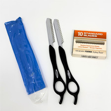 2 Feather Styling Razors Black Hair Cutting Texturizing 9 Standard Blades