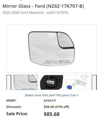 Genuine Ford Mirror Glass NZ6Z-17K707-B