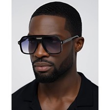 Mens Oversized Square Hip Hop Sunglasses Black Frame Gradient Lens Lentes Gafas