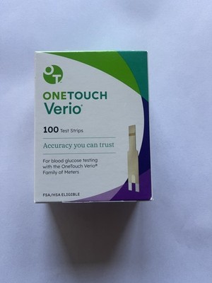 OneTouch Verio Glucose Blood Test Strips - 100 Count New Sealed Exp 07-31-2026