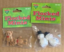 Nicole Crafts 2006 2 Pkgs. Flocked Minis Teddy Bears  Snowmen