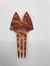 Vintage Tortoise Shell Filigree Large Hair Comb Clip