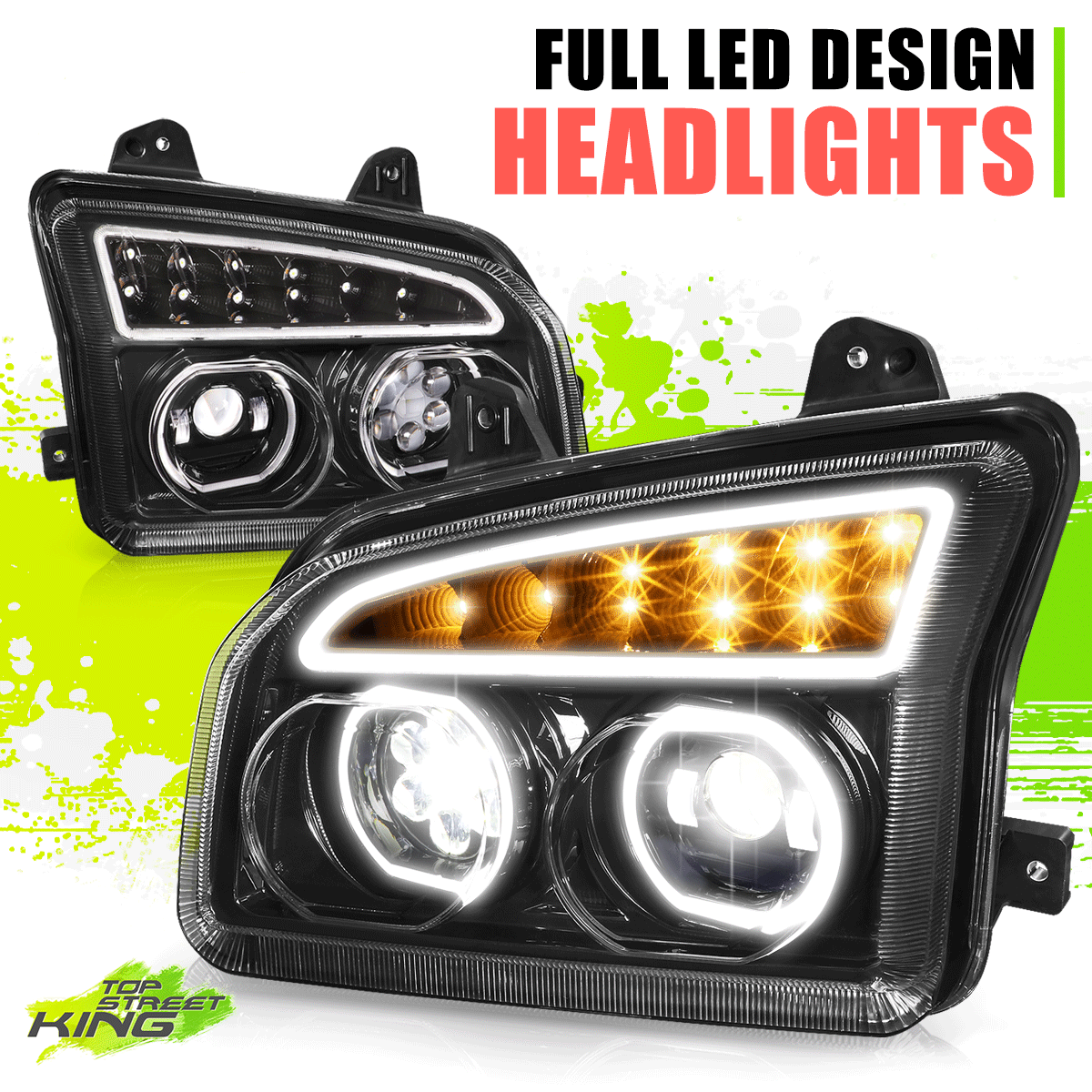 Full LED Projector Headlight Lamps for Kenworth T880 19-24