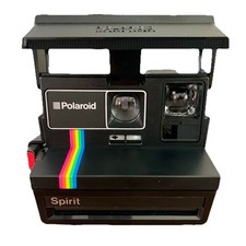 Vintage Polaroid Camera Spirit One Step 600 Land Instant Rainbow Stripe Open Box