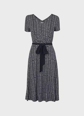 LK BENNETT ZOE CRESCENT PRINT JERSEY DRESS SIZE 12