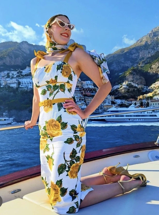 Vestido Vixen Micheline Pitt Amarillo Rosa Movible Viva Pinup Rockabilly XS Nuevo Ae11 Foto 3 de 4