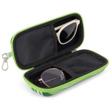 Double Eyeglasses Case Hard Shell Dual Sunglasses Organizer with Green Wave