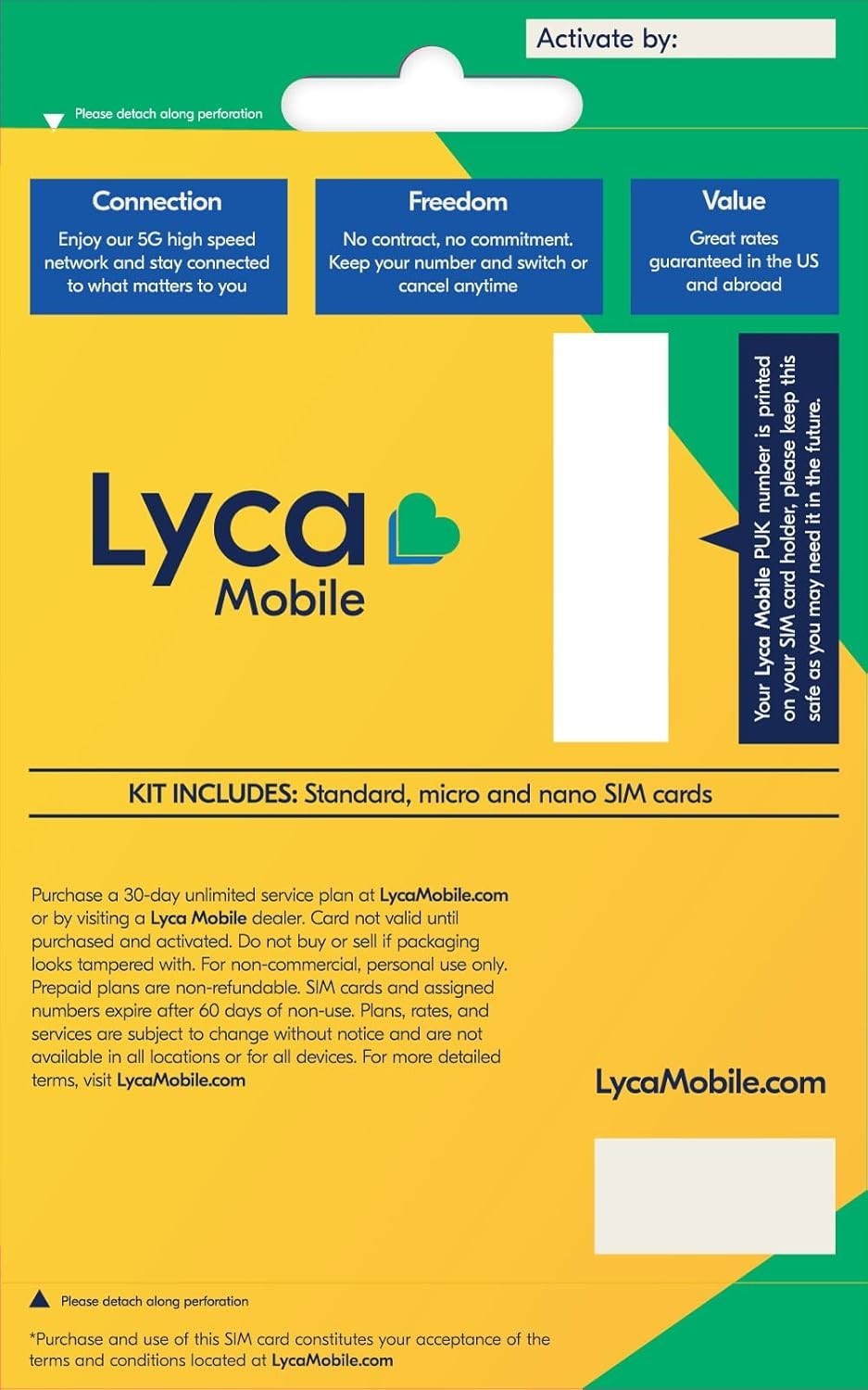 Lyca Mobile USA 5G/4G Prepaid SIM Card Kit | Unlimited Plans Starting at $10/mo.