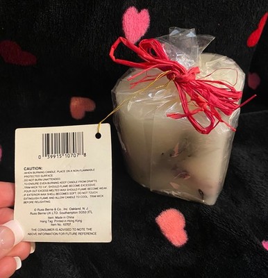 VTG Russ Heart Candle Encased Dried Flowers Cottage Boho Valentine RARE NIP