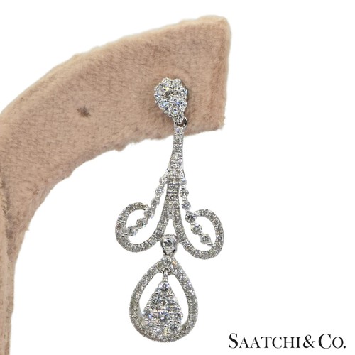 Natural Diamond Earring Pear Shape in 18K (750) White Gold - Picture 3 of 9