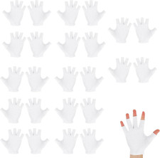 12 Pairs Fingerless Gloves for Dry Hands, White Cotton Gloves for Women  Men, M