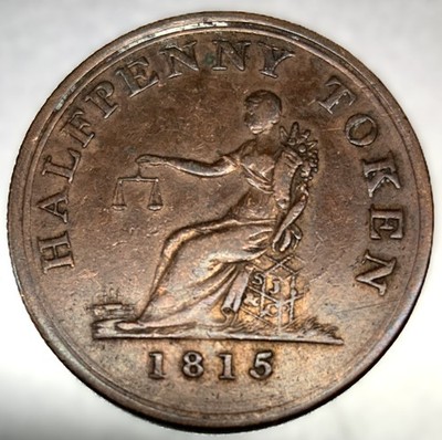 1815 Halfpenny token Lower Bas Canada Quebec Ship Breton 1/2 Penny - 4440