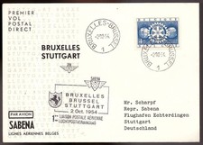 Belgium, 1954 SABENA ffc first flight cover to Stuttgart, Germany  -HQ14