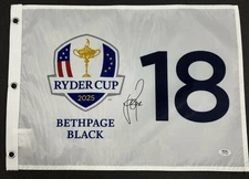 Justin Rose Signed 2025 Ryder Cup Team Europe Autographed Auto Golf Flag PSA COA