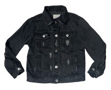 Preowned- Zara Button Front Distressed Denim Jacket Boys Size 9