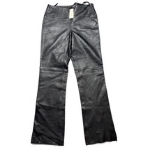 NWT EXPRESS Black Genuine Leather Flare Pants SZ 7/8 Side Zip Lined Bootcut Y2K