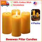 Pure Beeswax Pillar Candles 4 Packs,100% Natural Beeswax Candles-140 Hours Long