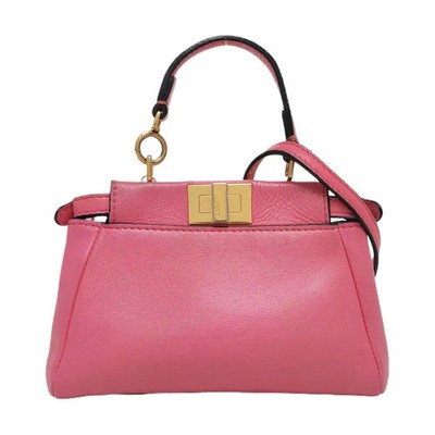 FENDI Peekaboo Handbags Leather Pink Free Shipping Micro