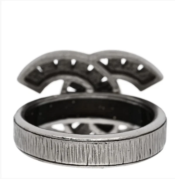 Anillo Chanel CC Cristal Logo Plata Talla 52/US 6 – Auténtico Regalo de Lujo Foto 3 de 4