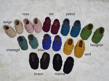 Wollwalkpuschen Gr. 18/19, Gr. 20/21, Gr. 22/23, Gr. 24/25 Ledersohle Kitaschuhe