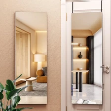 Door Mirror Full Length, 47"x 15.8" Full Body Over The Door Hanging Wall Moun...