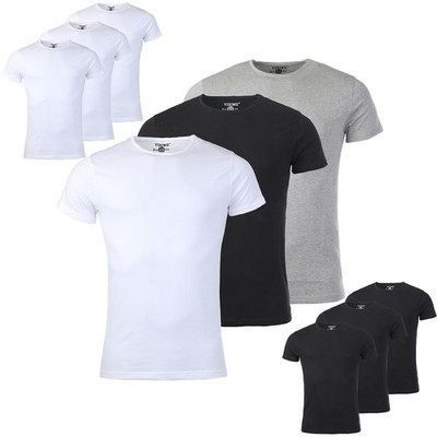 Young & Rich Herren 3er Pack T-Shirt Uni Basic Rundhals Ausschnitt slimfit 1701