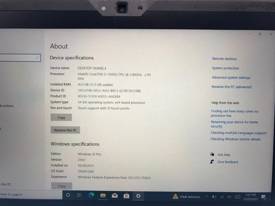 Dell Latitude 7212 Resistente 11.6" Core i7-7600U 2.80GHZ 16GB RAM 256GB SSD Win 10 Foto 2 de 4