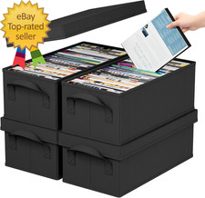 DVD Storage Box Stackable DVD Case Holder Organizer, Foldable Dvds Container