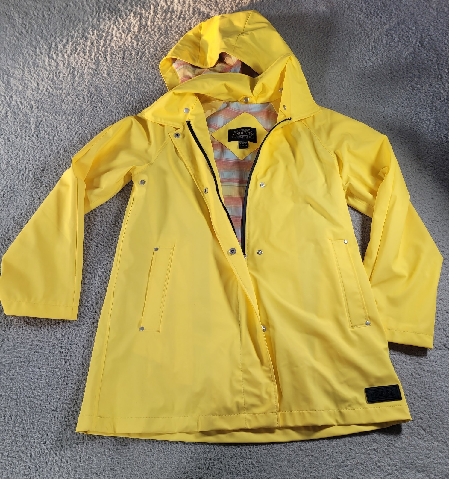 Pendleton Womens XS Yellow Raincoat With Plaid Li… - image 1